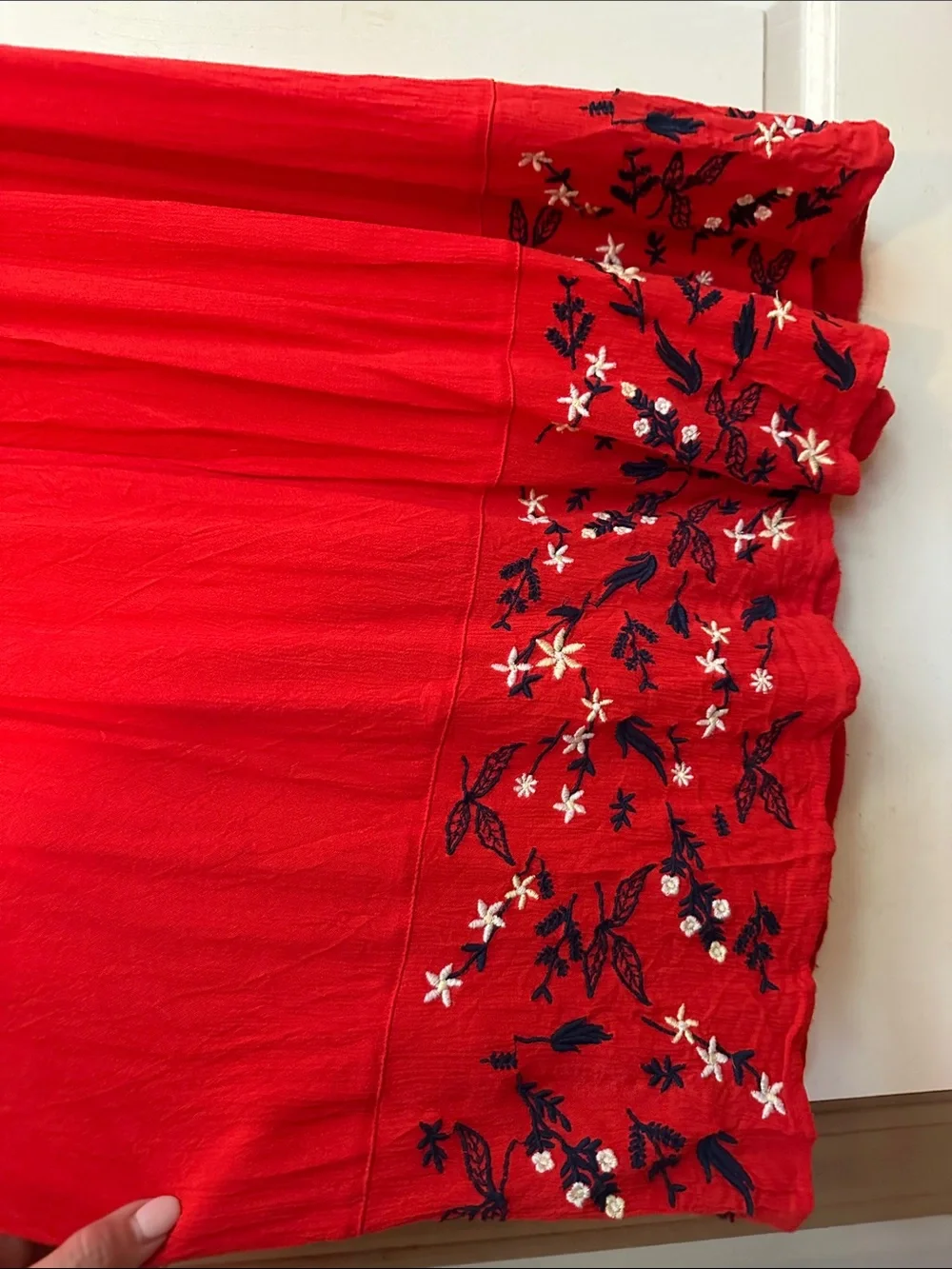 Abercrombie Small Red Embroidered Maxi Dress